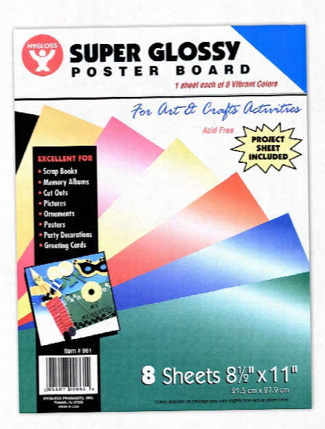 Super Glossy Poster Board 10 In. X 13 In. Assorted Pack Of 8