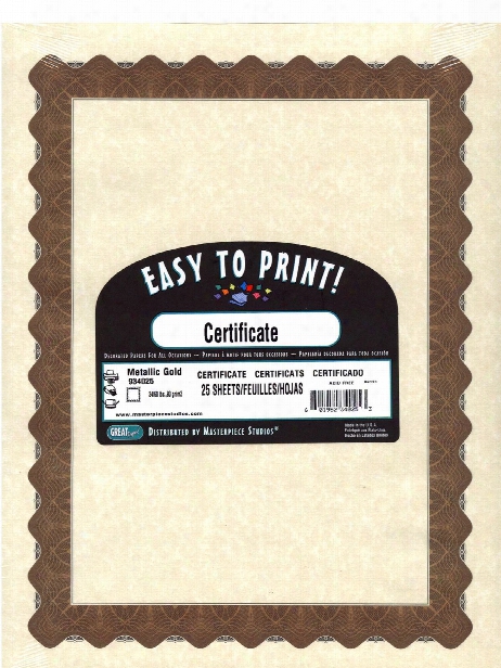 Blank Certificates Gold Border Pack Of 25