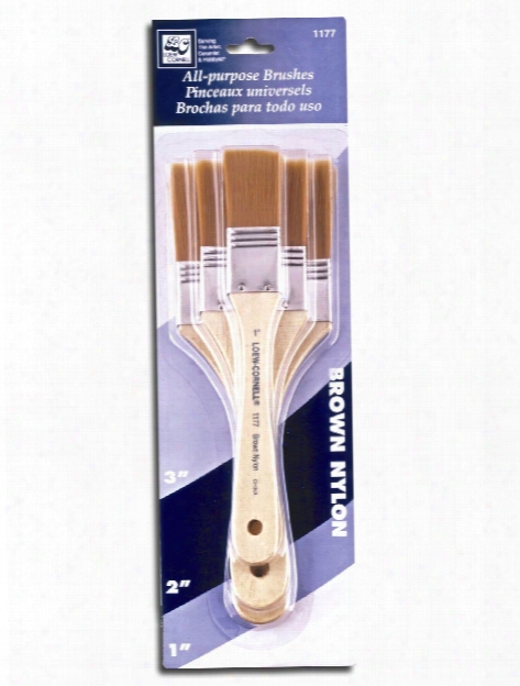 Brown Nylon All-purpose Brush Set Set Of 3