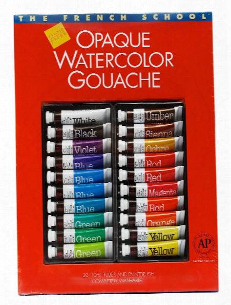 The French School Opaque Watercolor Gouache Tube Sets Set Of 10 In Case With Brush