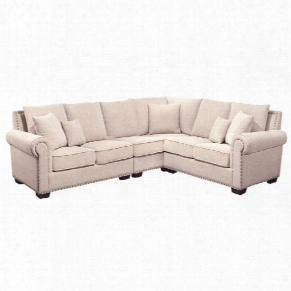 Abbyson Living Bromley Fabric Nailhead Sectional Sofa In Sandstone