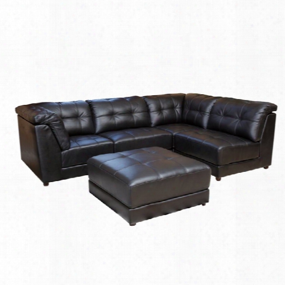 Abbyson Living Donovan 5 Piece Modular Leather Sectional In Black