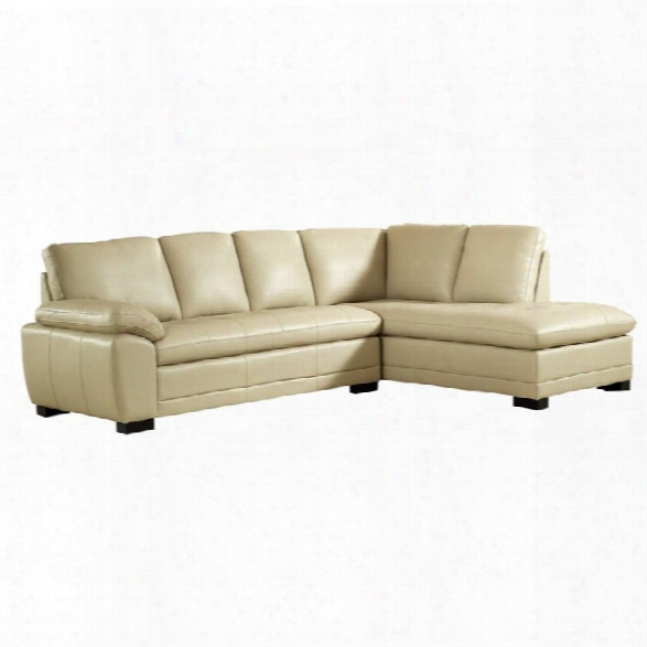 Abbyson Living Lanker Leather Sectional In Cream