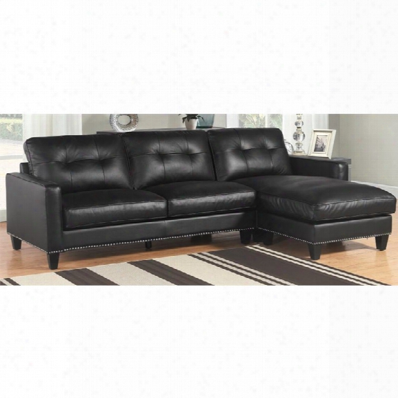 Abbyson Living Quinn Top Grain Leather Reversible Sectional In Black