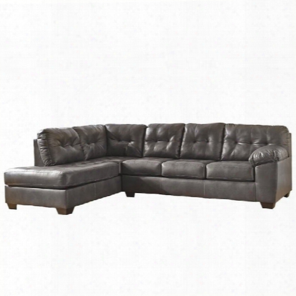 Ashley Alliston Leather Left Facing Sectional In Gray