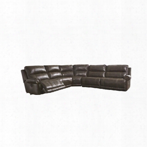 Ashley Dak Durablend 5 Piece Power Reclining Sectional In Antique