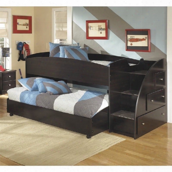 Ashley Embrace Wood Twin Right Lower And Uper Loft Bed In Merlot