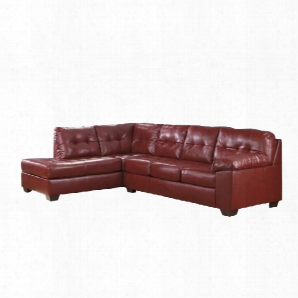 Ashley Furniture Alliston Durablend 2 Piece Leather Sectional In Salsa