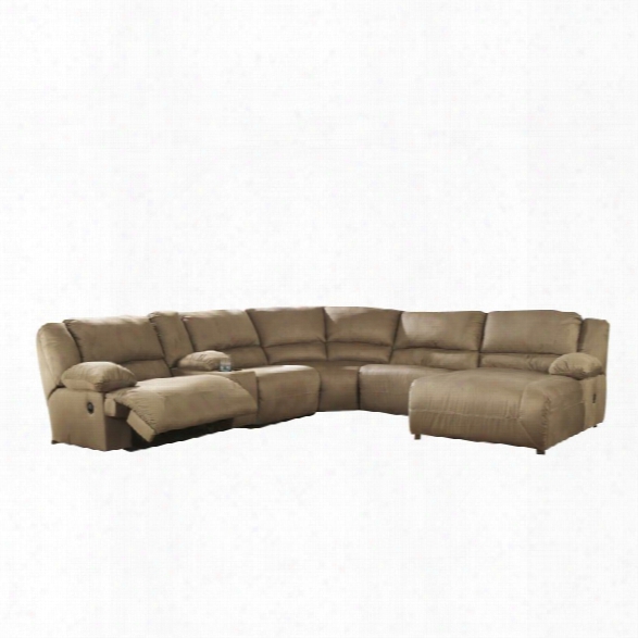 Ashley Hogan 6 Piece Reclining Left Facing Sectional In Mocha