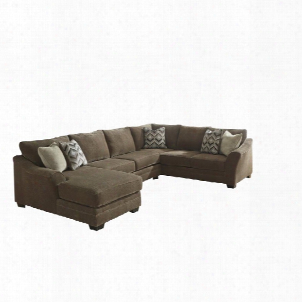 Ashley Justyna 3 Piece Right Facing Sectional In Teak