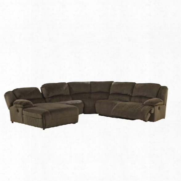 Ashley Toletta 5 Piece Power Reclining Sectional In Chocolate