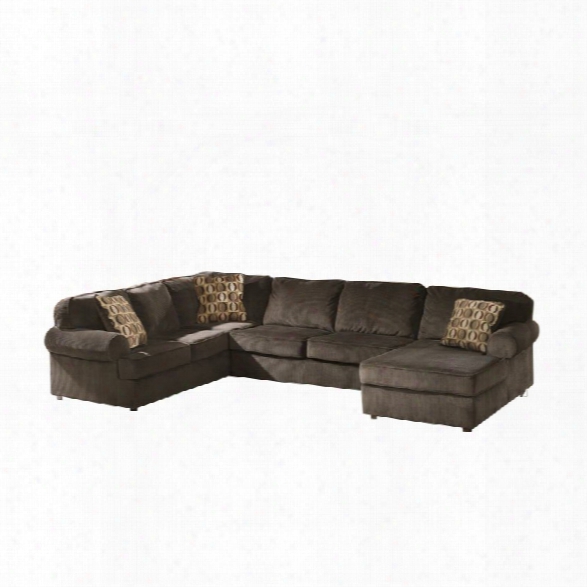 Ashley Vista 3 Piece Left Facing Sectional In Chocolate