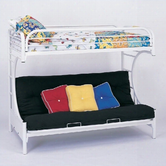 Coaster C Style Metal Twin Over Futon Bunk Bed In White Finish