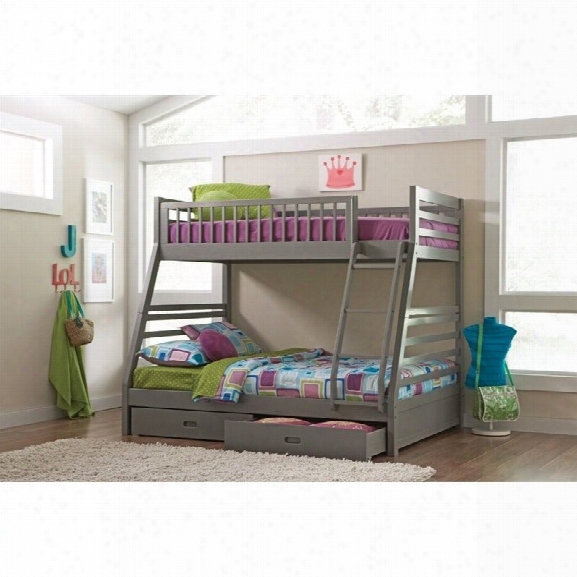 Coaster Cooper Twin Over Full Bunk Bed With  Drawers In Gray