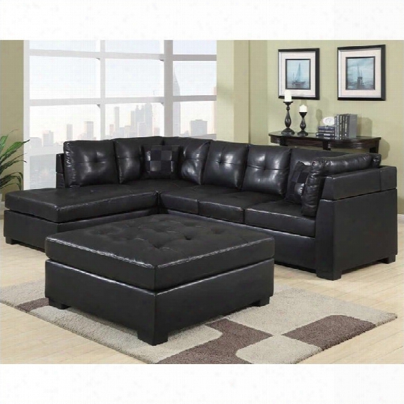 Coaster Darie Leather Sectional Sofa With Left-side Chaise In Black