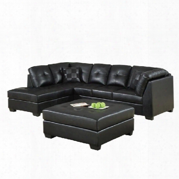 Coaster Darie Leather Sectional Sofa With Ottoman In Black