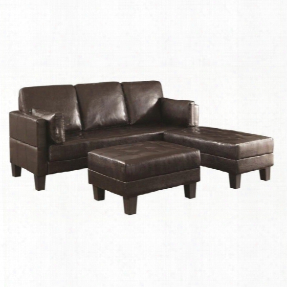 Coaster Ellesmere Faux Leather Convertible Sofa Bed With Ottomans