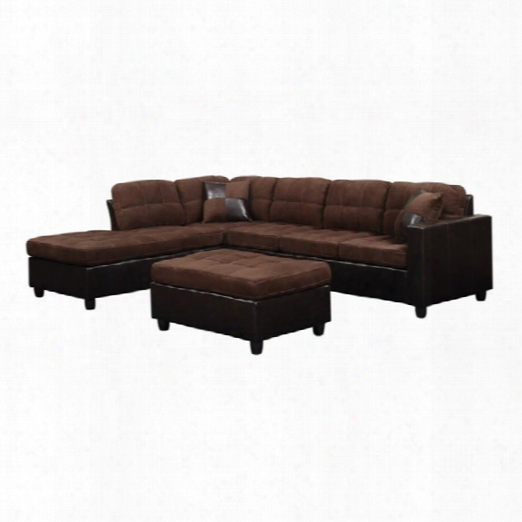 Coaster Fabric Sectional With Ottoman In Chocolate