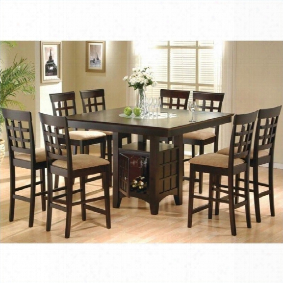 Coaster Hyde 9 Piece Counter Height Dining Set In Cappuccino