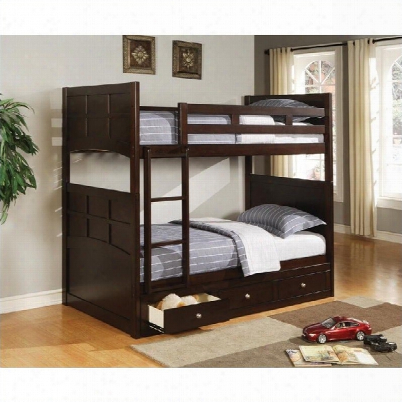 Coaster Jasper Twin Bunk Bed With Storage In Rich Cappuccino Finish