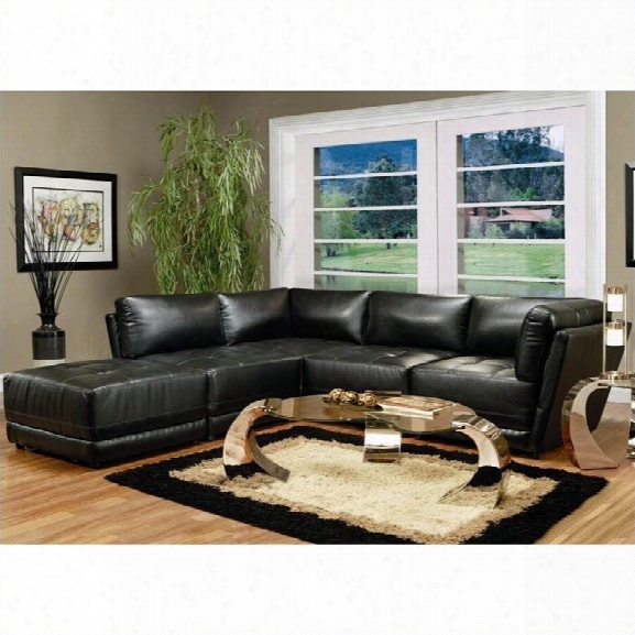 Coaster Kayson Contemporary 5 Piece Bonded Leather Sectional Sofa In Black