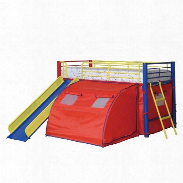 Coaster Kids Metal Twin Loft Bunk Bed With Slide And Tent