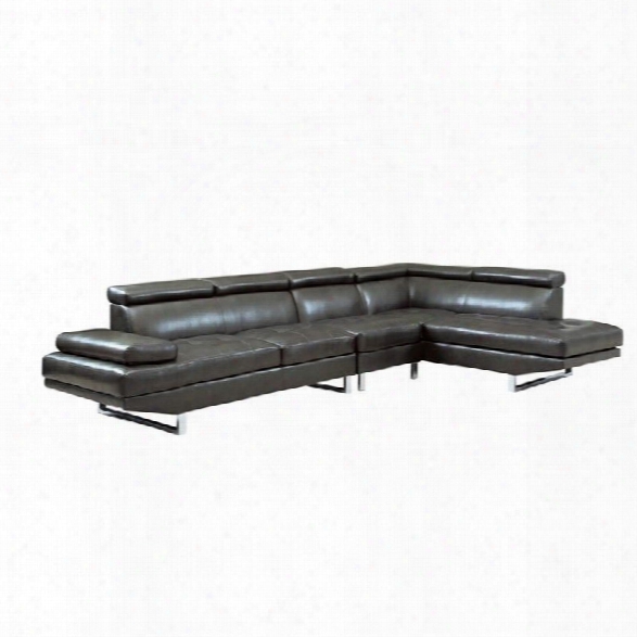 Coaster Leather Adjustable Headrest Corner Sectional In Charcoal