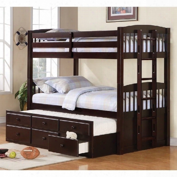 Coaster Logan Twin Bunk Bed With Trundle Bed In Cappuccino