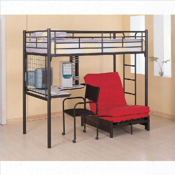 Coaster Max Twin Loft Bunk Bed With Futon Chair And Dek