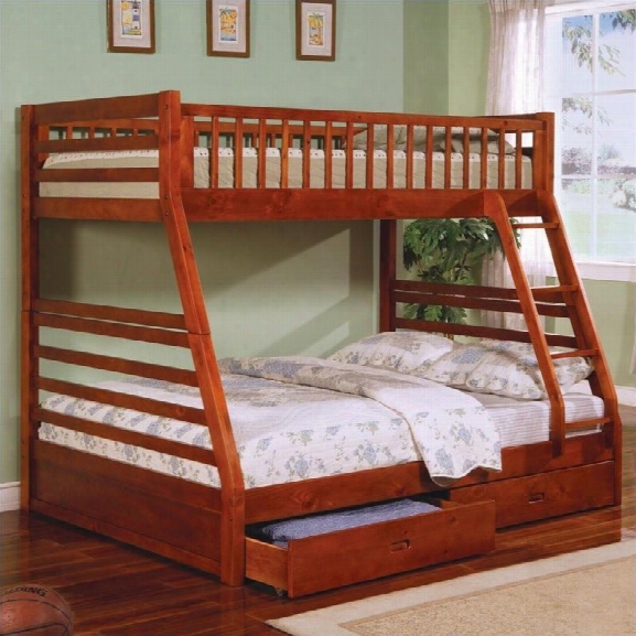 Coaster Ogletown Twin Over Full Bunk Bed In Oak Finish