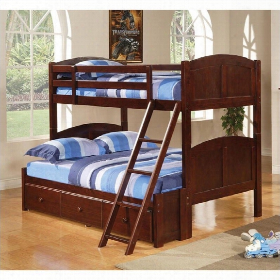 Coaster Parker Twin Over Full Panel Bunk Bed In Brown Cherry