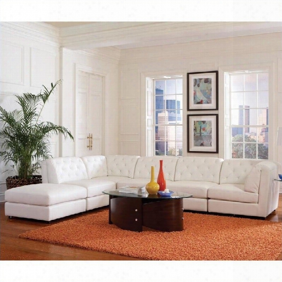 Coaster Quinn Transitional Modular Leather Sectional Sofa In White