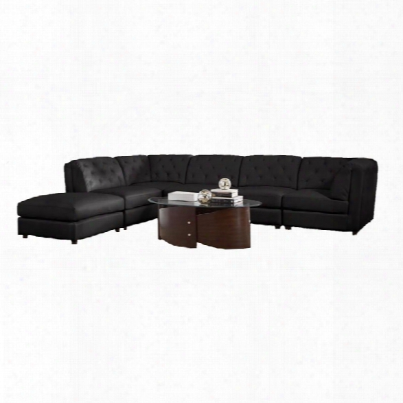 Coaster Quinn Transitional Modular Leather Sectional Sofa In Black