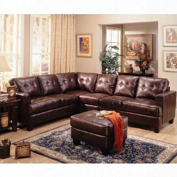 Coaster Samuel 4 Piece Leather Sectional Sofa In Chocolate