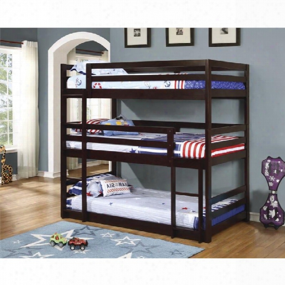 Coaster Triple Layer Twin Bunk Bed In Cappuccino