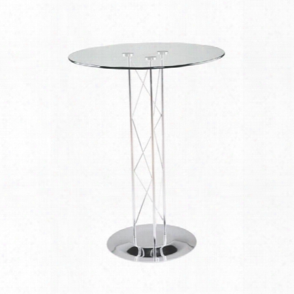 Eurostyle Taby Pub Table With 36 Glass Top And Chrome Base