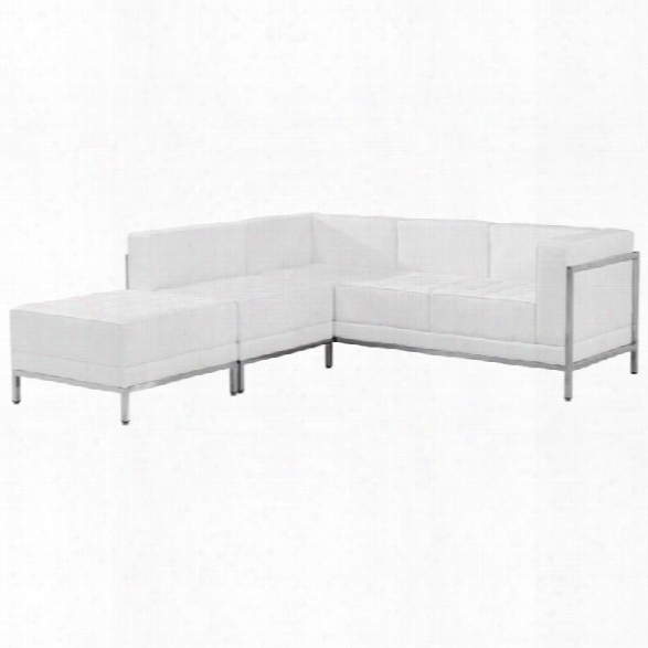 Flash Furniture Imagination 3 Piece Leather Sectional Set In White