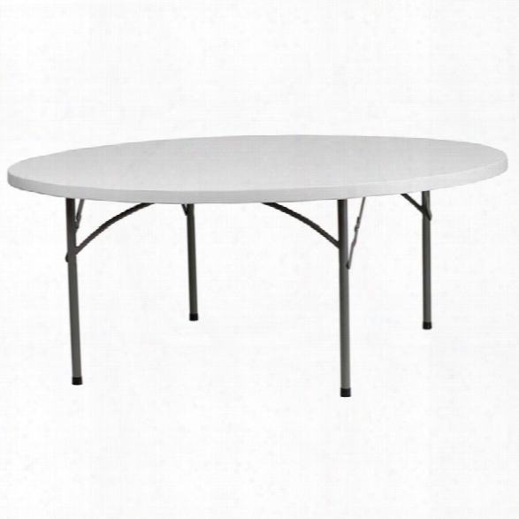 Flash Furniture Round Granite Plastic Folding Table In White