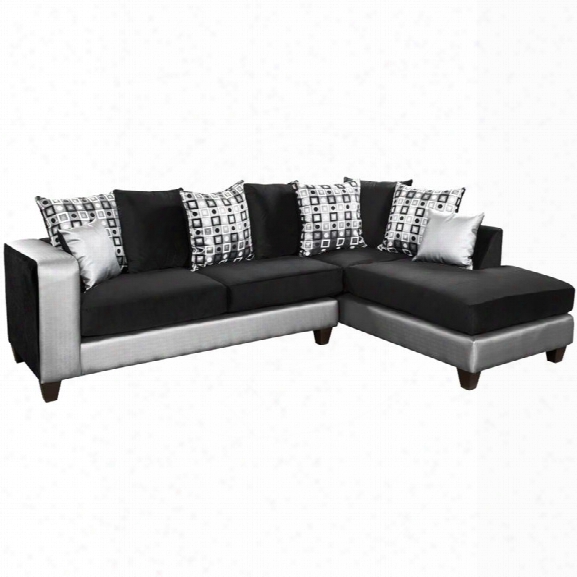 Flash Furniture Velvet Right Facing Sectional In Black And Silver