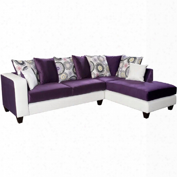 Flash Furniture Velvet Right Facing Sectional In Purple And White