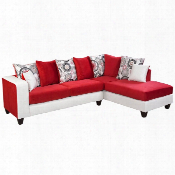 Flash Furniture Velvet Right Facing Sectional In Red And White