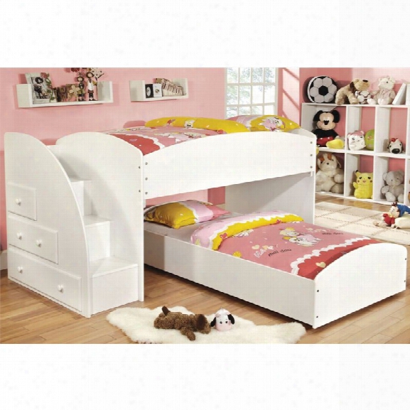 Furniture Of America Adelley Twin Over Twin Bunk Bed In White