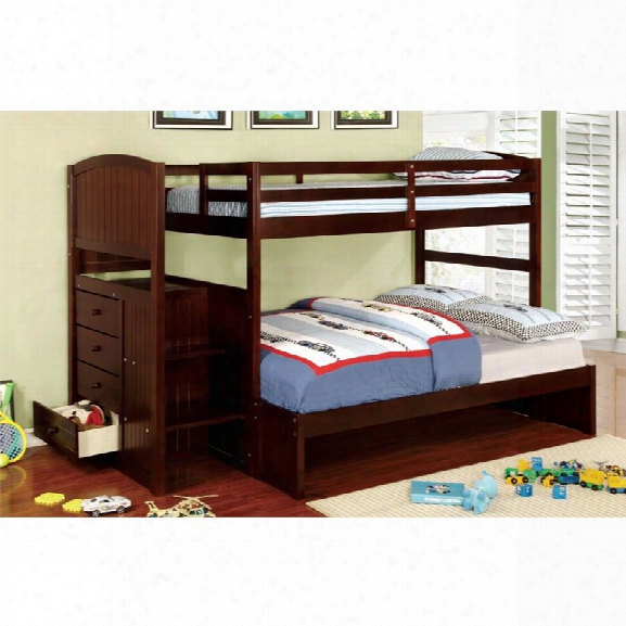 Furniture Of America Atkinson Twin Over Full Bunk Bed With Steps