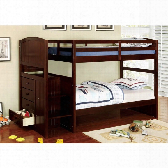 Furniture Of America Atkinson Twin Over Twin Bunk Bed With Steps