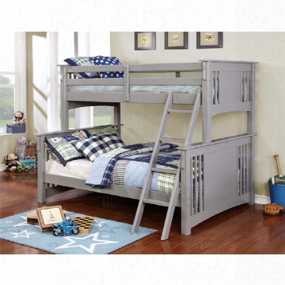 Furnitufe Of America Becka Twin Over Full Bunk Bed In Gray