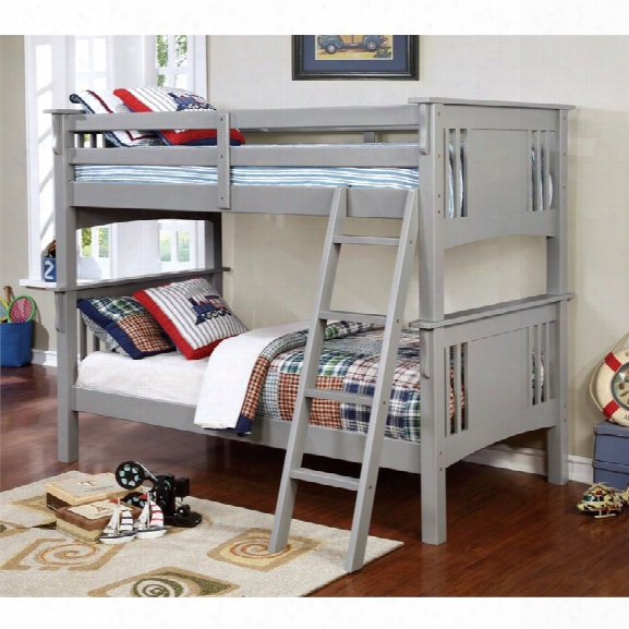 Furniture Of America Becka Twin Over Twin Bunk Bed In Gray