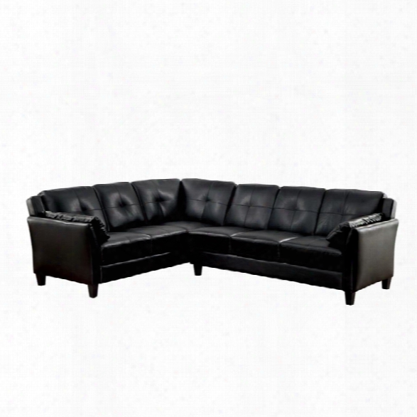 Furniture Of America Billie Fau Leather Tufted Sectional In Black