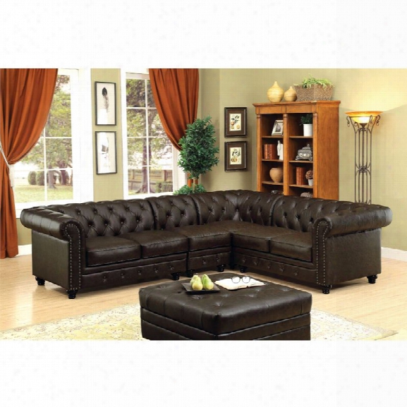 Furnuture Of America Booker Tufted Sectional With Armless Chair