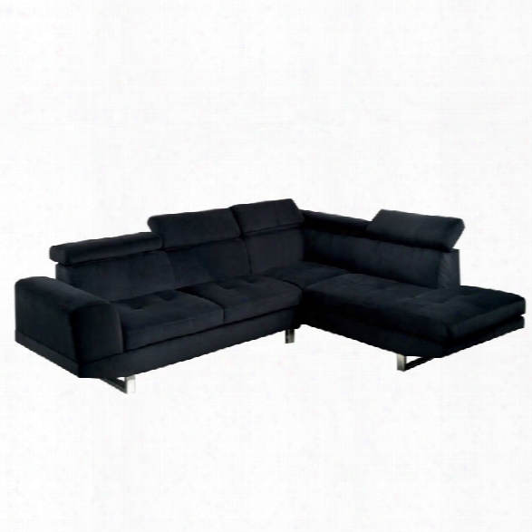 Furniture Of America Brea Fabric Tufted Sectional In Black