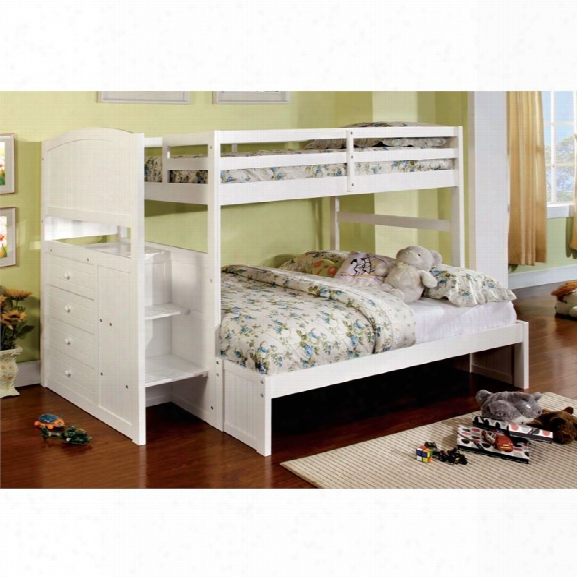 Furniture Of America Buntix Twin Over Full Bunk Bed In White